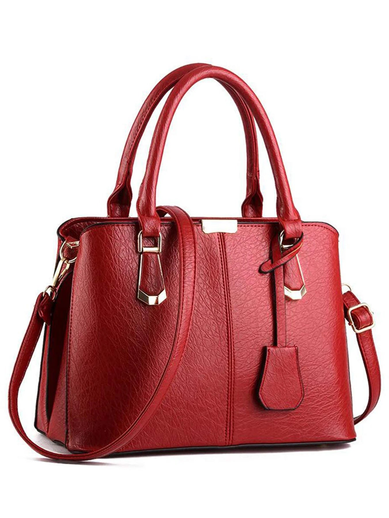 Women PU Leather Handbag Satchel Tote With Adjustable Handle
