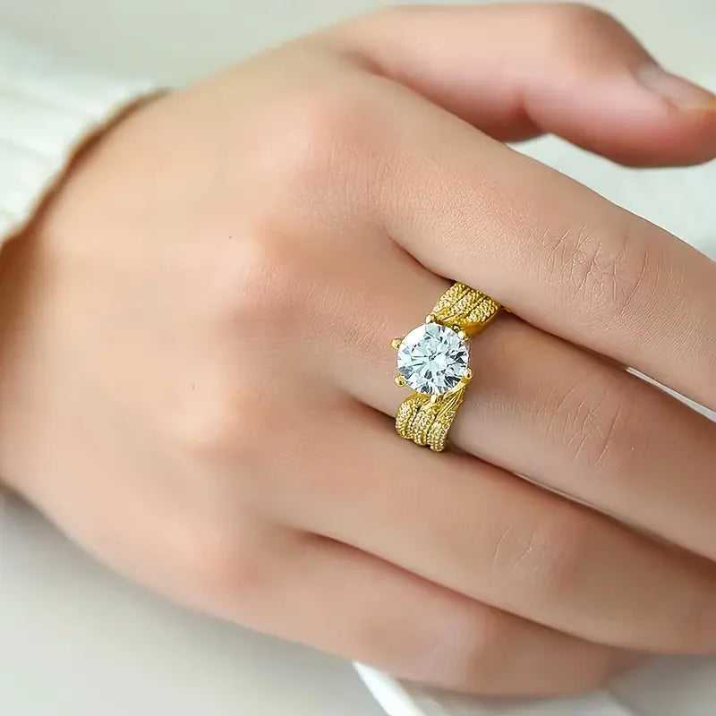 Moissanite S925 Ring 18K Gold Plated Jewelry For Women