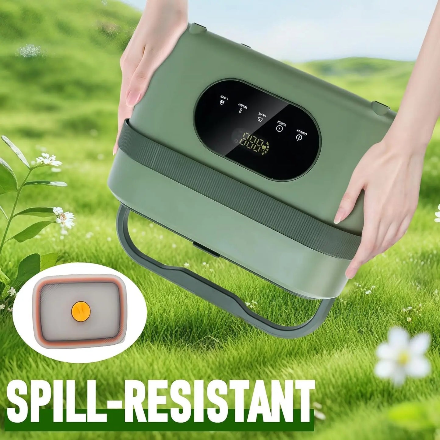 Cordless Electric Lunch Box with 18000mAh Battery, Self-Heating for Office Travel Outdoors, 1.5L Stainless Steel Container