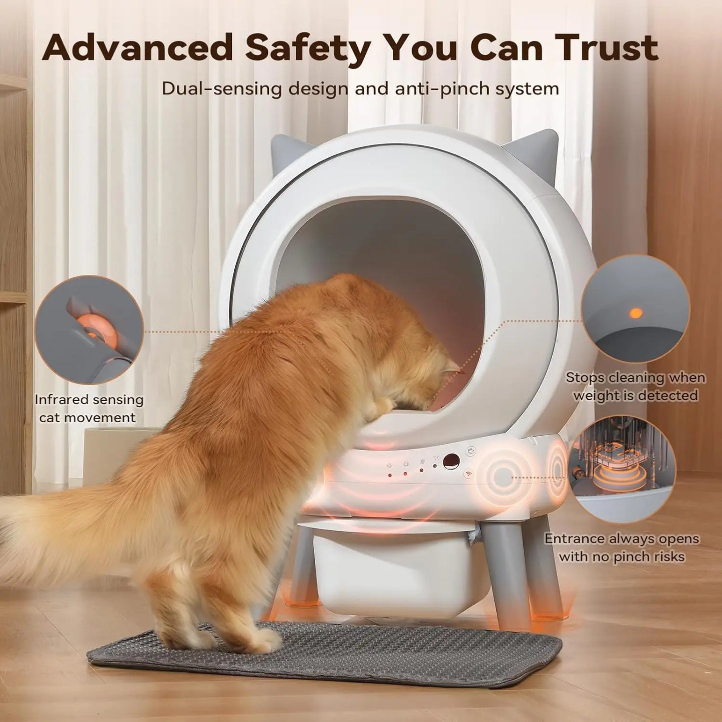 Self Cleaning Litter Box: Automatic Litter Box Self Cleaning for Multiple Cats Auto Robot with Dual Safety, Customized