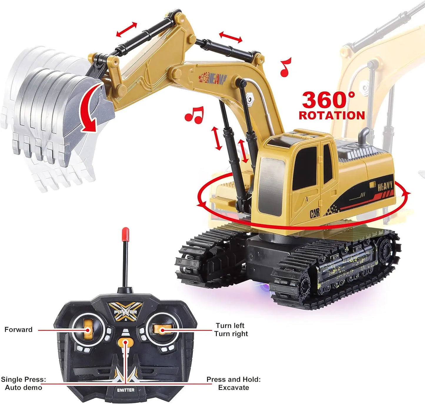 Joyfy Remote Control Construction Vehicle Set Friction Powered Excavator Truck