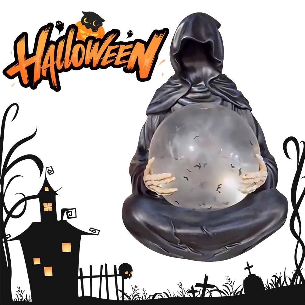None Grim Reaper Water Globe LED Light Halloween Decor