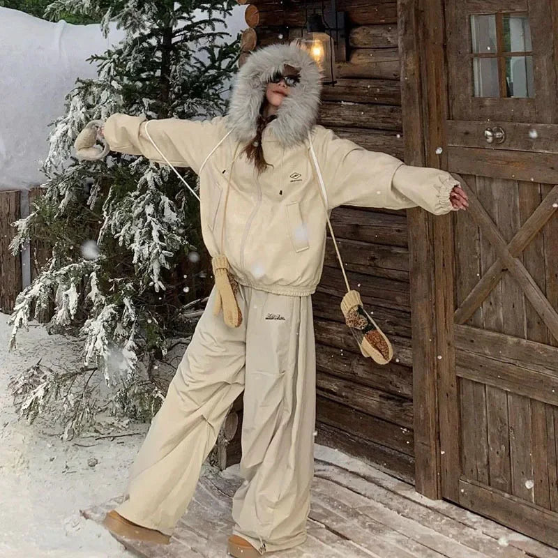 Winter Thick Fleece Pants For Women High Waist Baggy Trousers