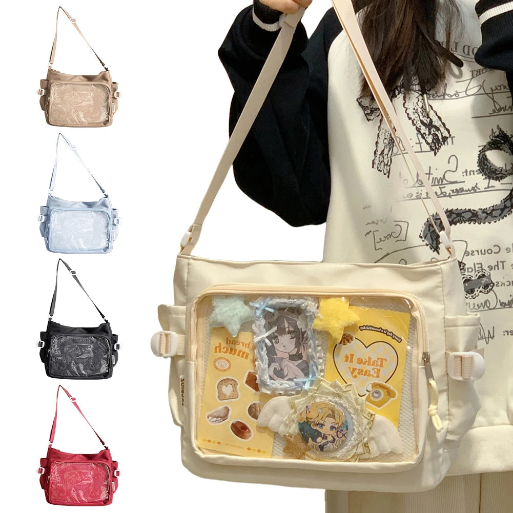 Women Ita Bag Japanese Style Crossbody Tote With Clear Window