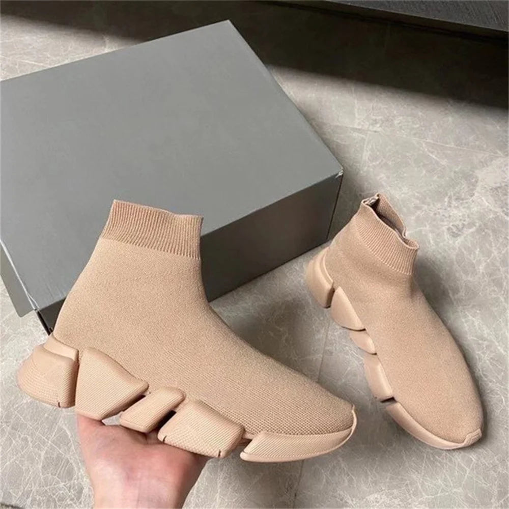 High Top Breathable Sock Sneakers Platform For Men And Women