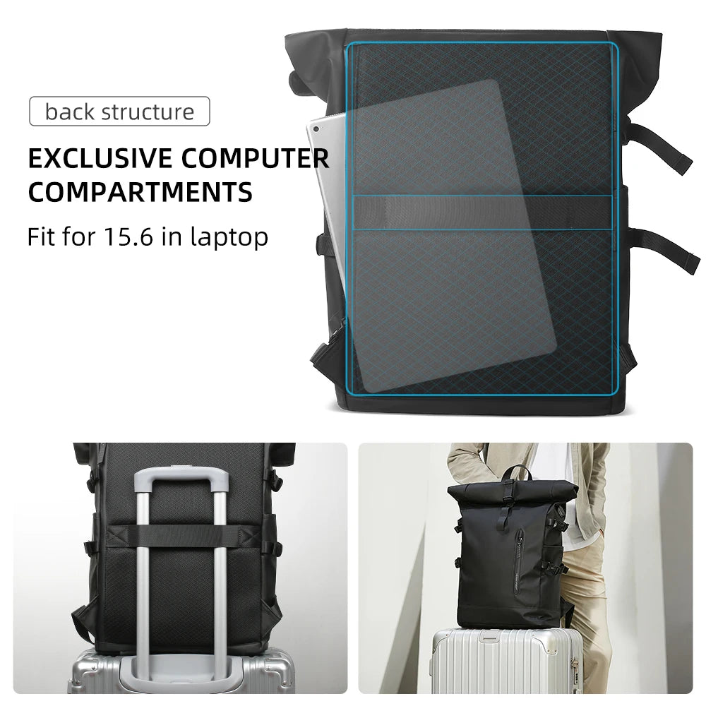 HK Expandable Travel Backpack Waterproof Laptop Bag With USB Port