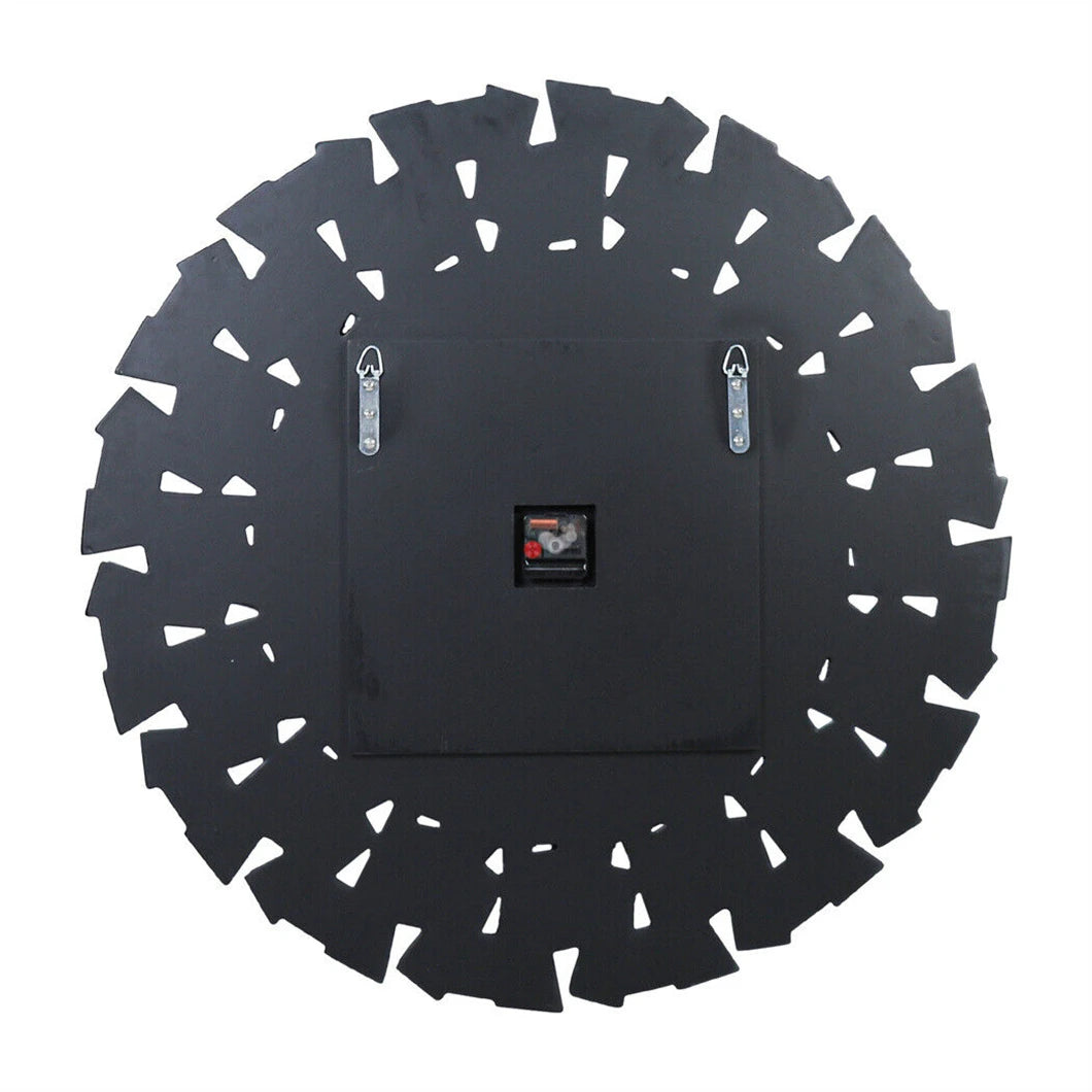 3D Mirrored Sunburst Edge Round Wall Clock With Roman Numerals