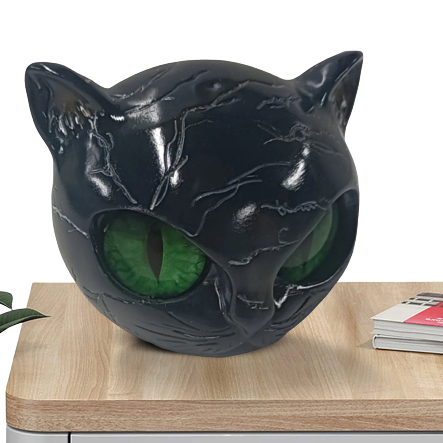 MOJOYCE Luxury Black Cat Stone Sculpture for Home Decor