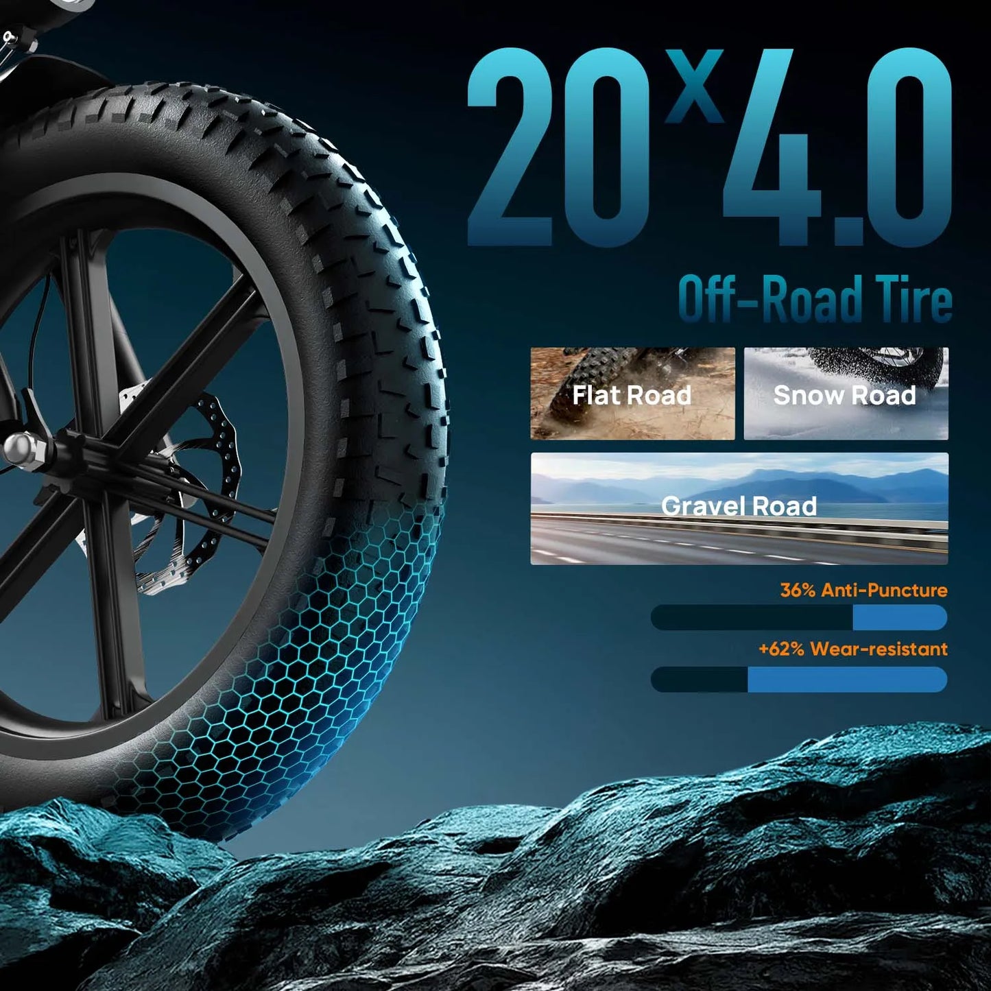 URLIFE T5 1500W E-Bike Removable Battery Fat Tire Mountain Bike