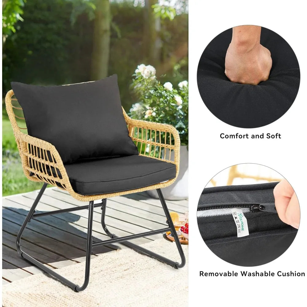 XMSJ 4-Piece Patio Wicker Bistro Set Outdoor All-Weather