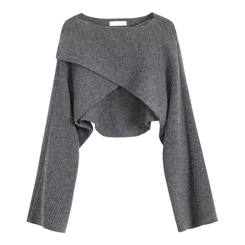 SURE XIAO STORY Autumn Cropped Knitted Sweater For Women
