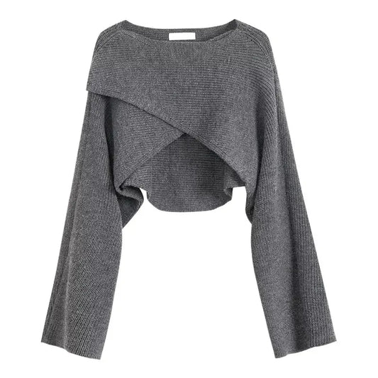 Sure Xiao Story Autumn Cropped Knit Sweater Women Long Sleeve