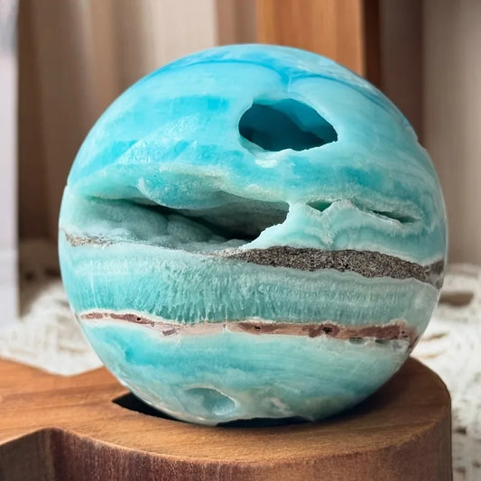 CrystalHola Hemimorphite Sphere Bohemian Ocean Gem Home Decor
