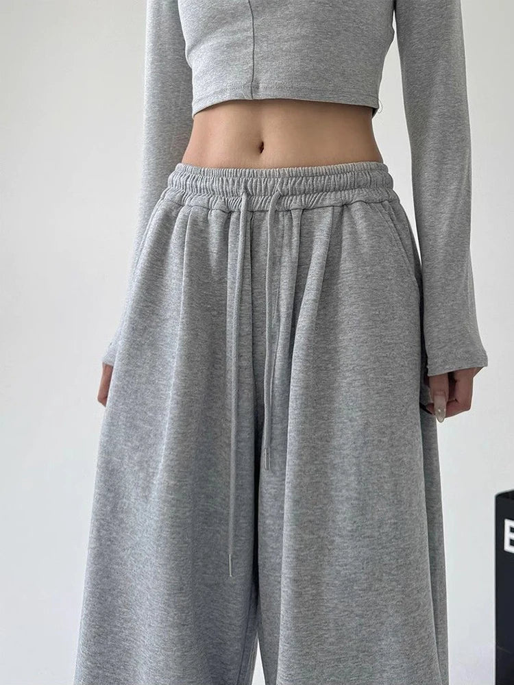 Women's Y2K Harajuku High Waist Wide Leg Sweatpants, Baggy Oversize Drawstring Casual Sports Joggers