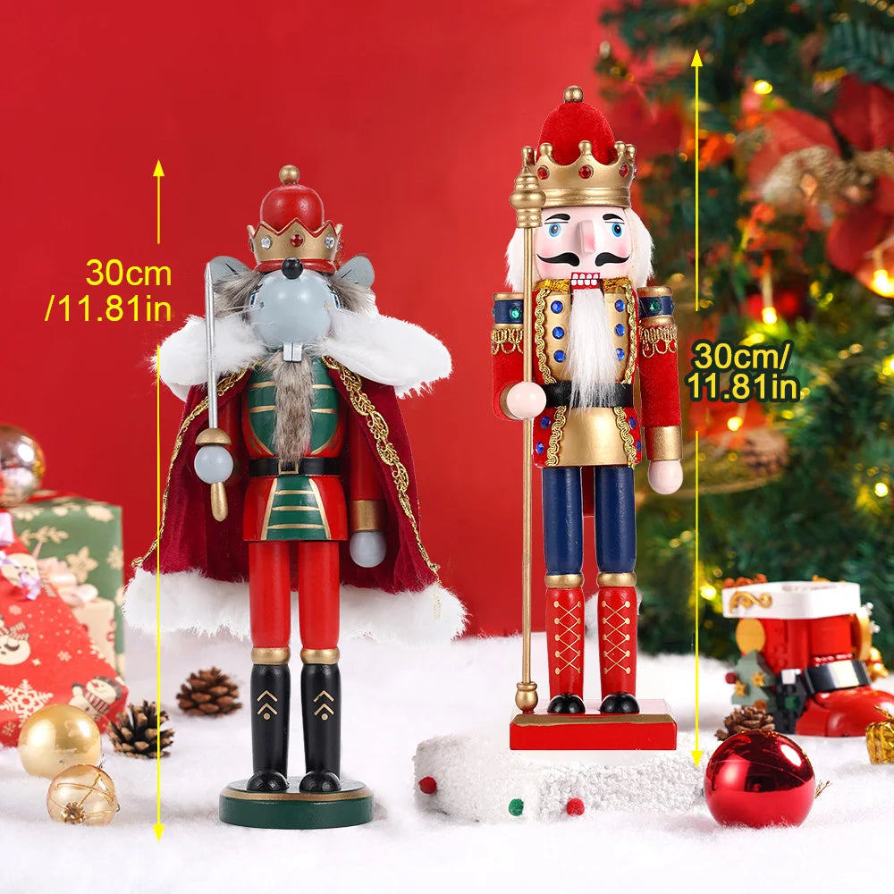 Two Piece Nutcracker Puppet Soldier Ornaments Wooden Christmas Decor