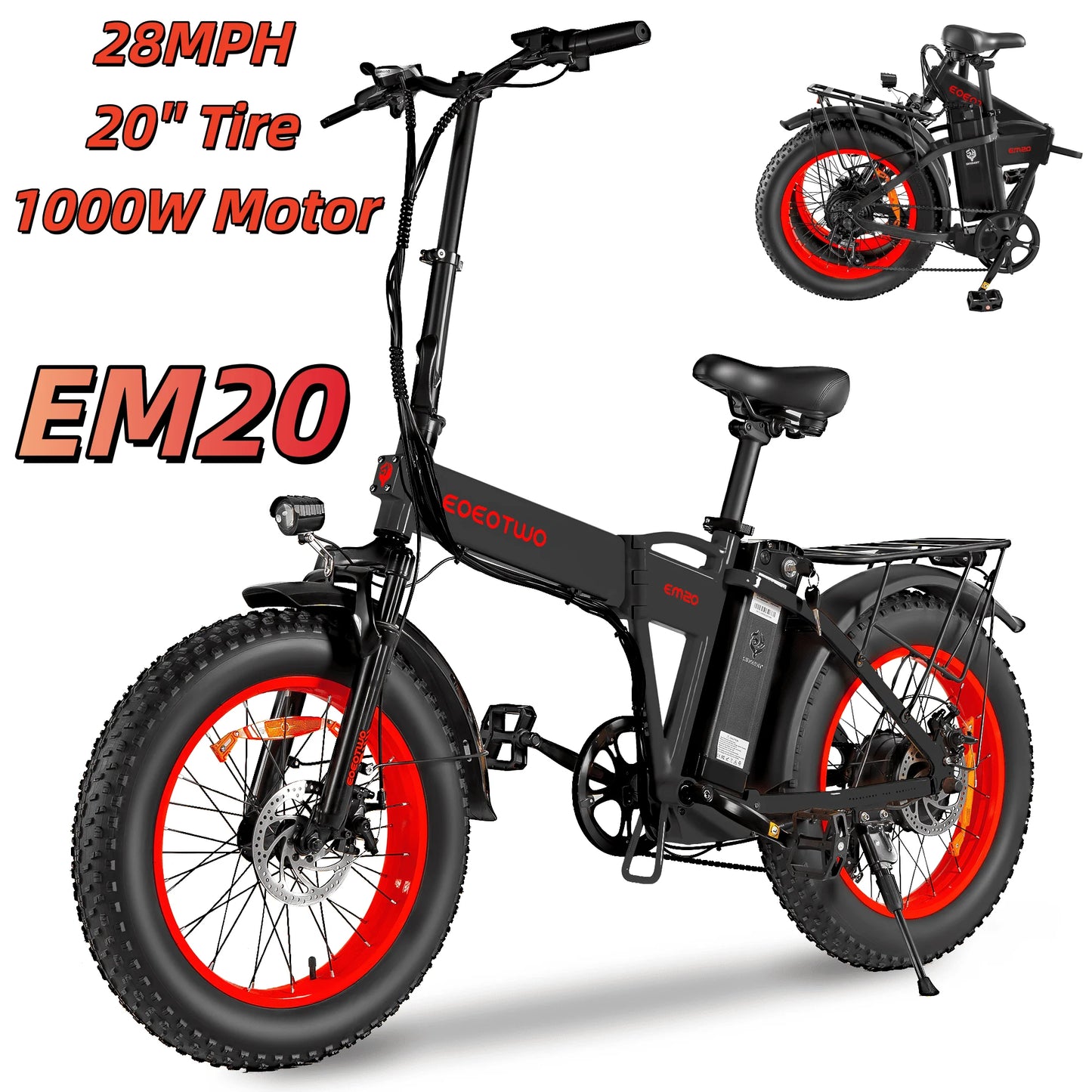 EOEOTWO E01 Electric Bike Fat Tire 1500W Peak Motor