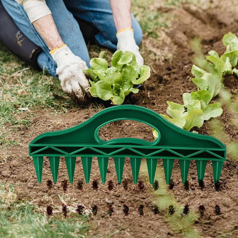 Multi Seed Dibber Garden Tool 12-Hole Fast Seeding Seed-in Soil Digger and Soil Spacer Planting Aid for Efficient Gardening