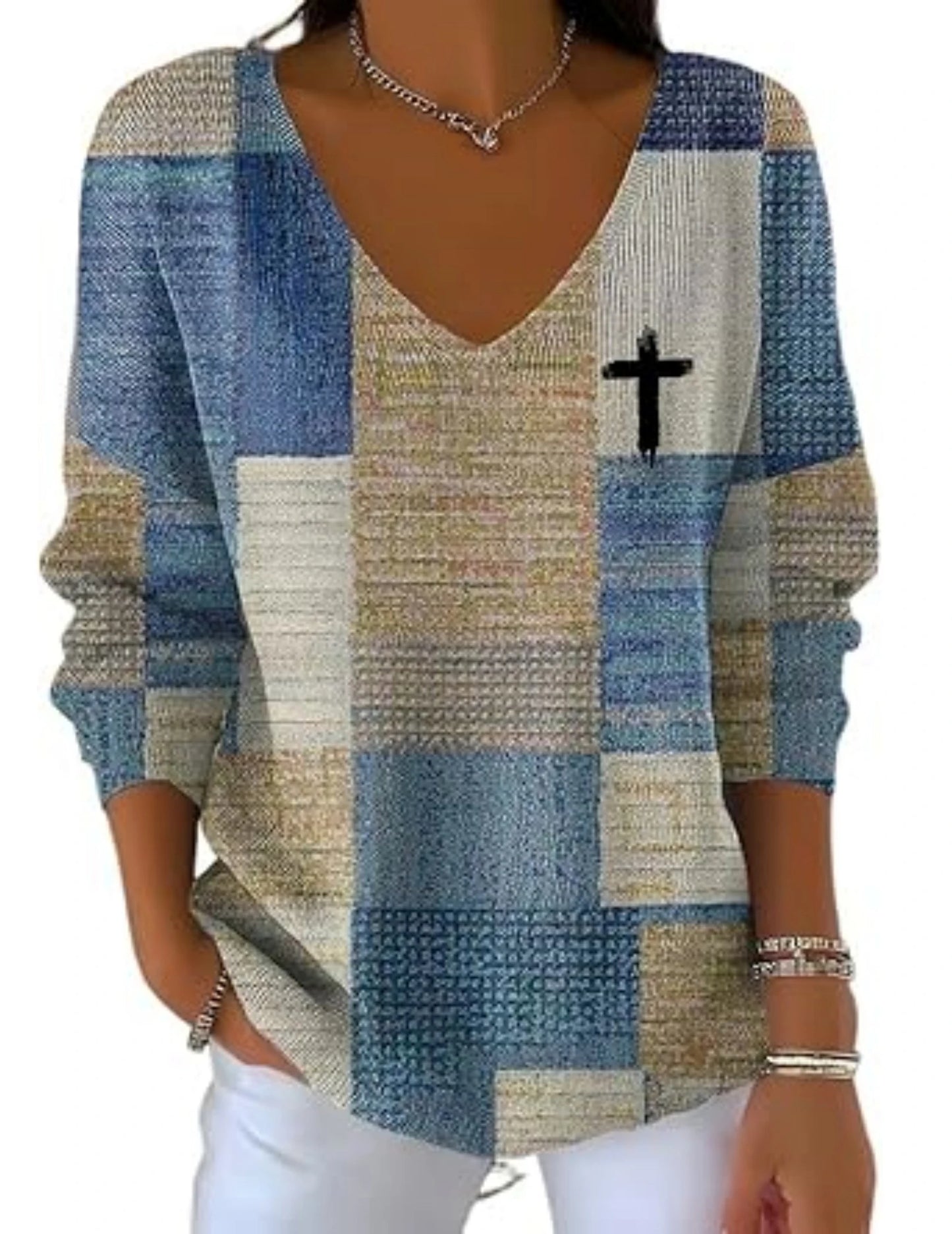 APWIKOGER Womens Casual Retro Faith Cross Jesus Sweatshirts