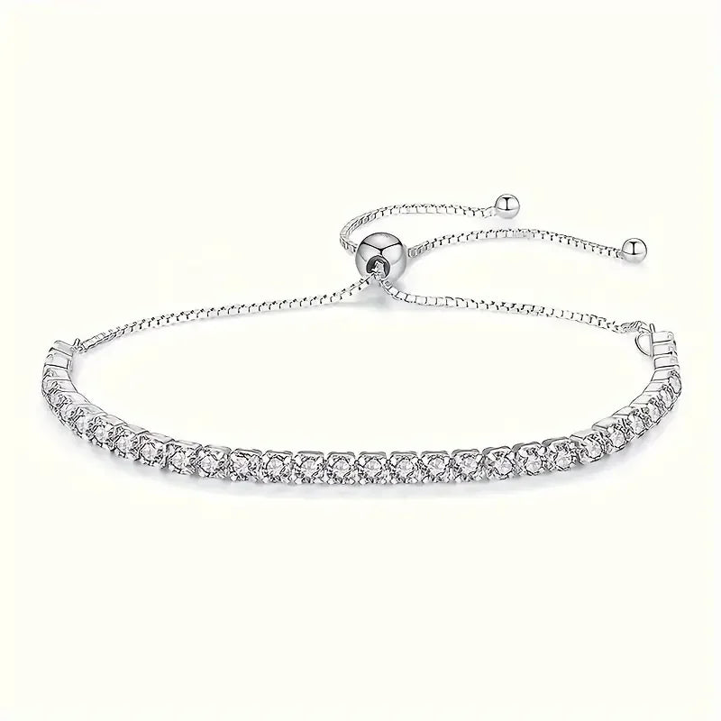 Elegant Unisex Moissanite Tennis Bracelet 18K White Gold Plating