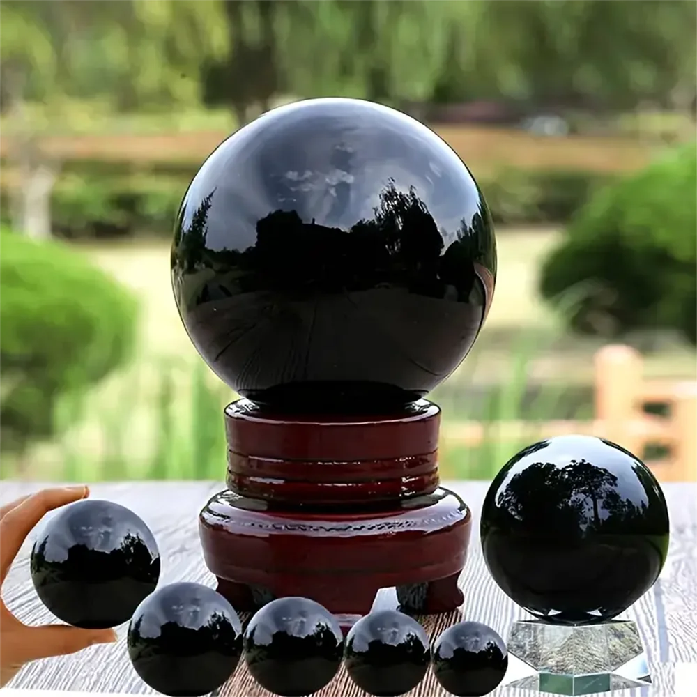 CrystalHola Natural Obsidian Spherical Crystal Ball For Meditation