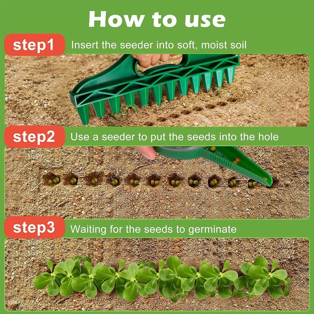 Multi Seed Dibber Garden Tool 12-Hole Fast Seeding Seed-in Soil Digger and Soil Spacer Planting Aid for Efficient Gardening