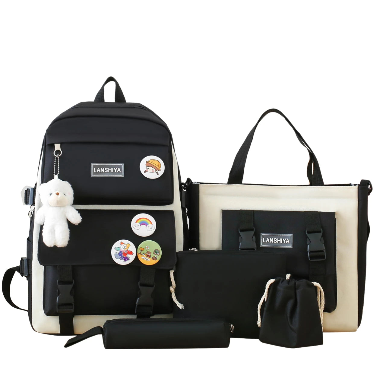 NONECN 5 Piece Backpack Kit High Capacity Waterproof Laptop Bags