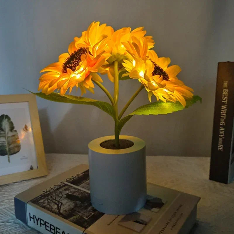 3 LED Sunflower Night Light Rechargeable Table Lamp