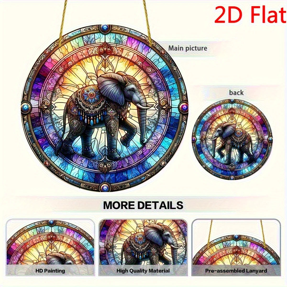 Elephant Suncatcher 2D Acrylic Window Hanging for Home Decor