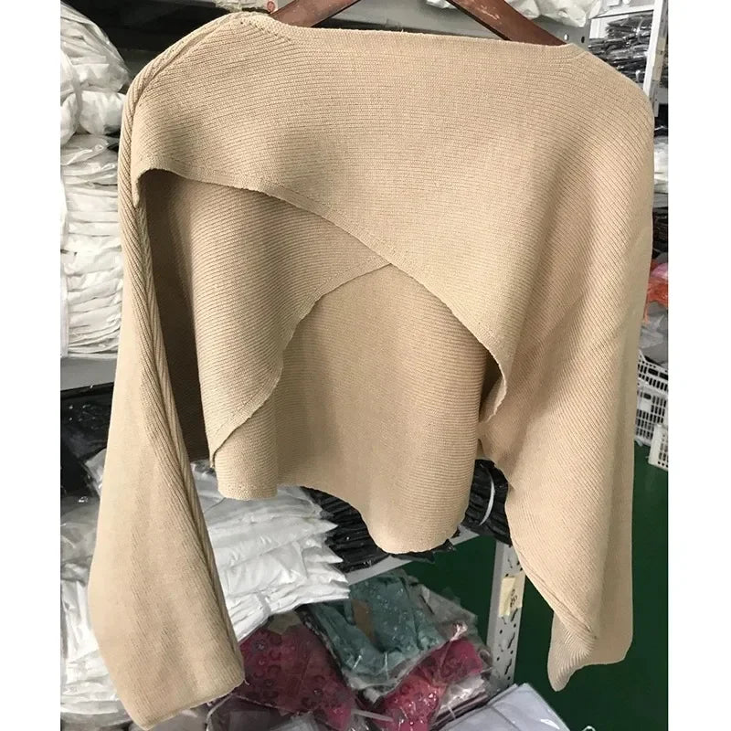 Sure Xiao Story Autumn Cropped Knitted Sweater For Women