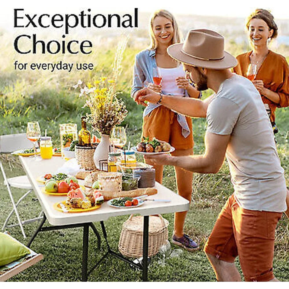 USED 4/6 Ft Plastic Folding Table - Perfect for Indoor/Outdoor Dining & Parties