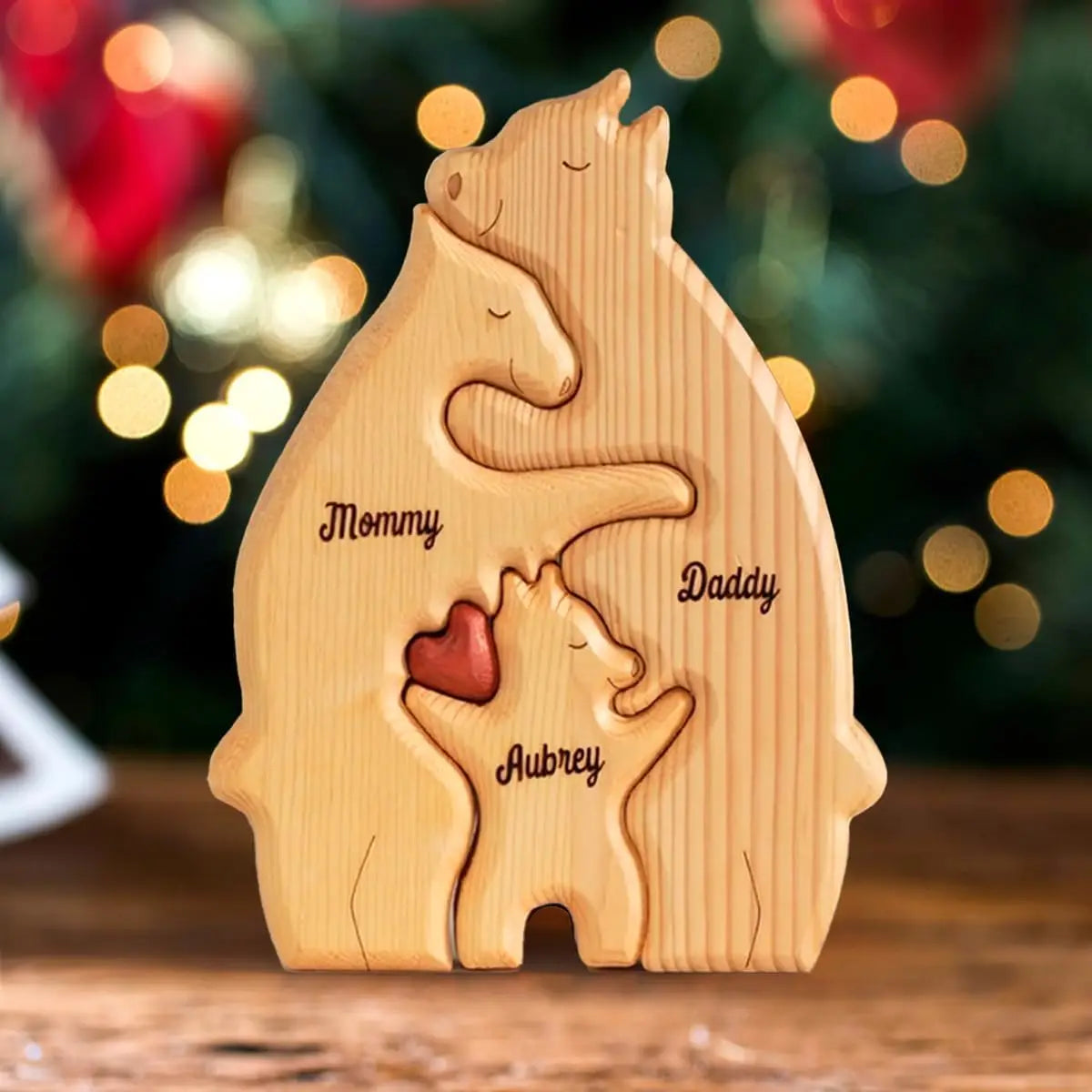 NONEDropshipping Personalized Bear Family Wooden Puzzle Free Engraving