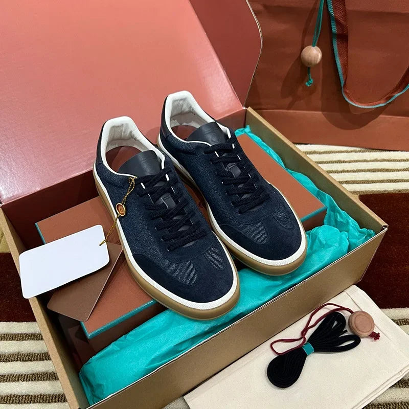 NONE Genuine Leather Lace Up Round Toe Unisex Sneakers