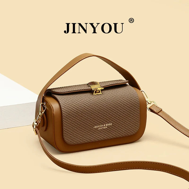 Women Trendy Square PU Leather Shoulder Bag With Detachable Strap