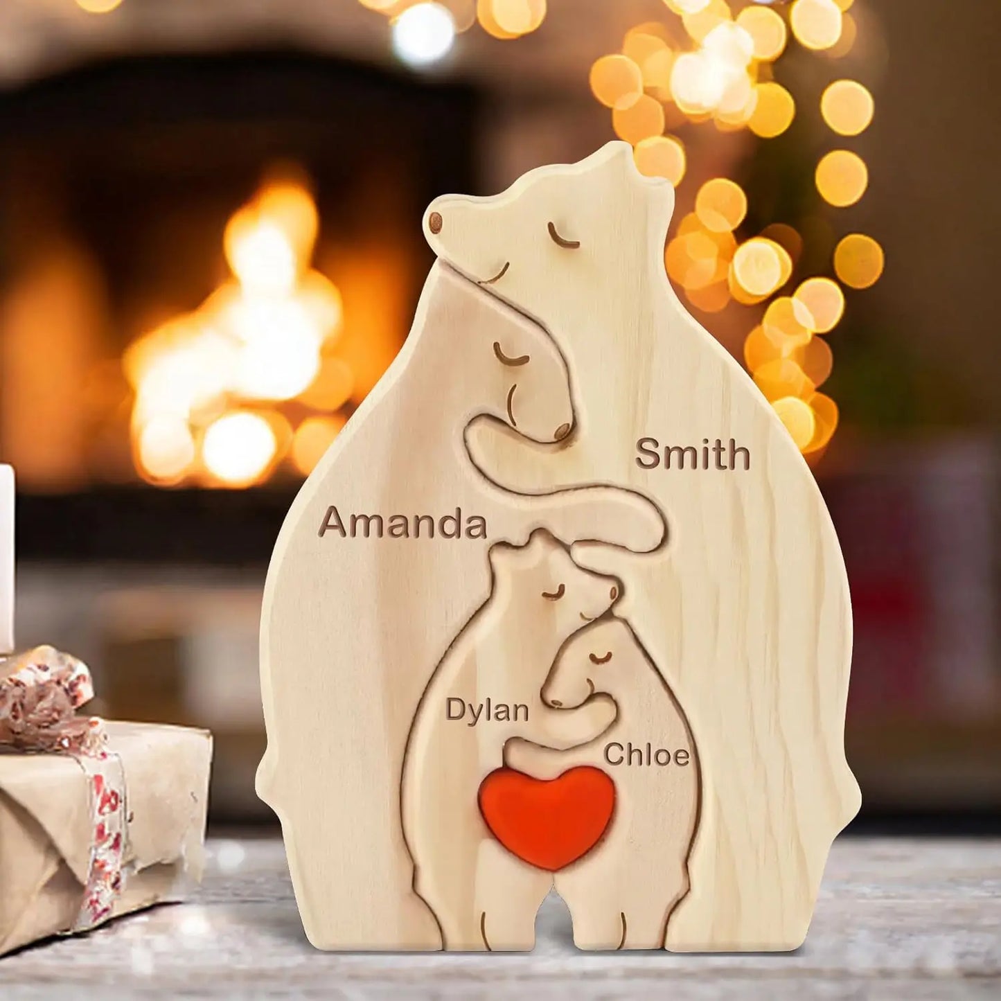 NONEDropshipping Personalized Bear Family Wooden Puzzle Free Engraving