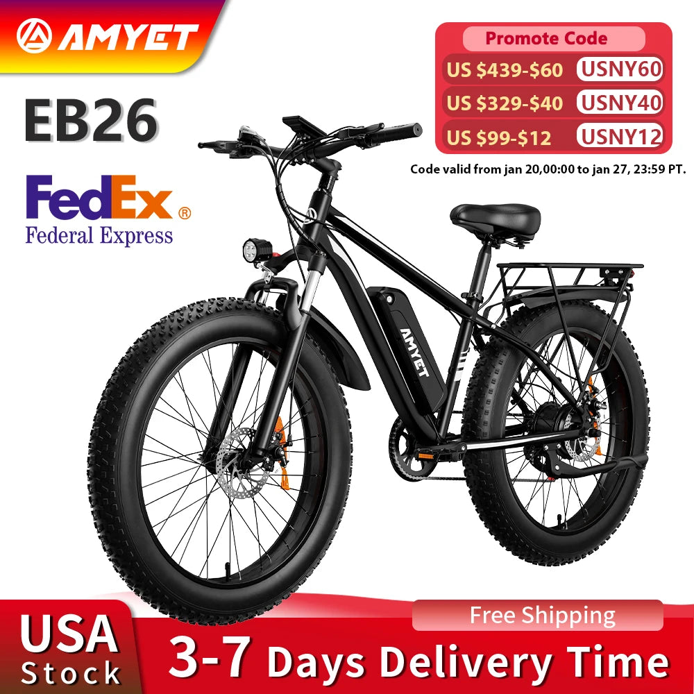 AMYET EB26 Electric Mountain Bike 1000W Dual Shock Ebike