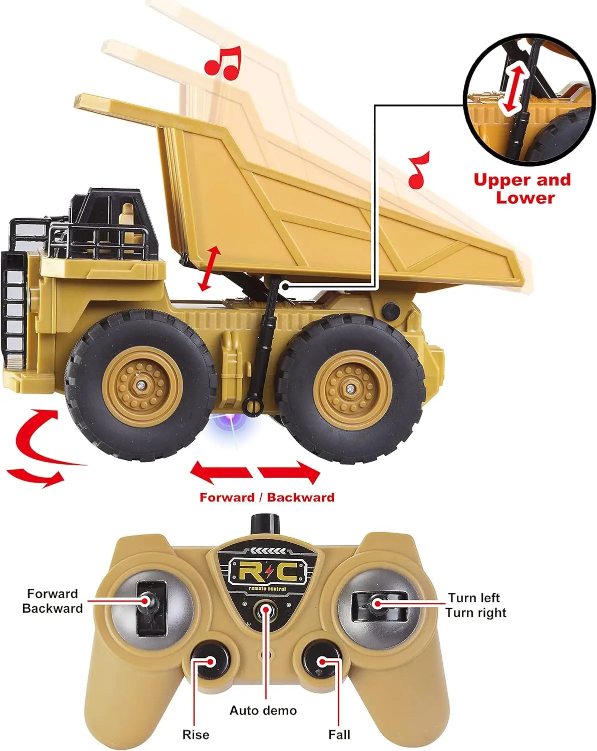 Joyfy Remote Control Construction Vehicle Set Friction Powered Excavator Truck