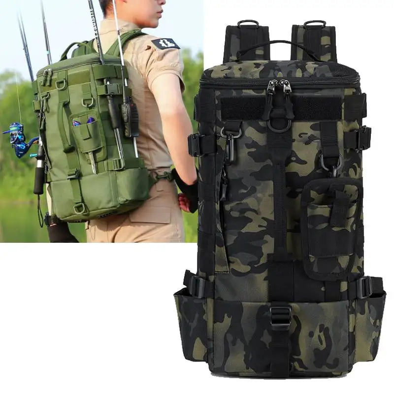 Scione Tactical Fishing Backpack With Rod Holders
