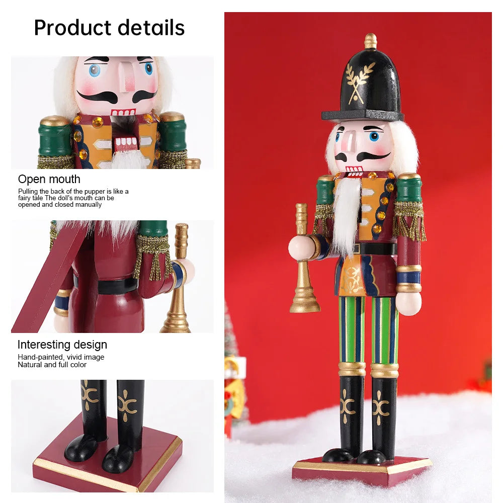 Wooden Nutcracker Soldier Puppet Handicraft Statue Christmas Decor