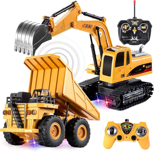 Joyfy Remote Control Construction Vehicle Set Friction Powered Excavator Truck