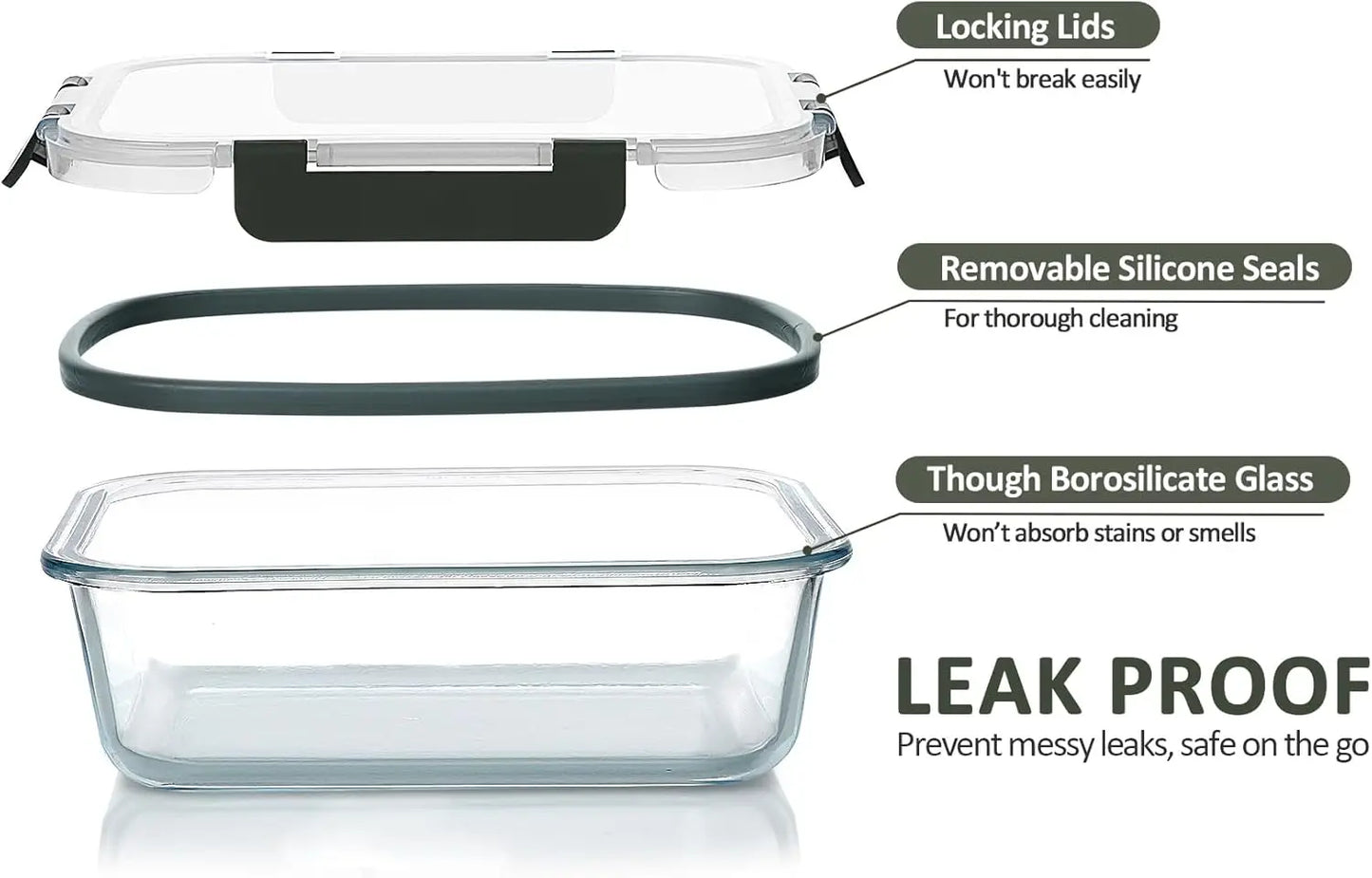 30-Piece Glass Food Storage Set with Snap Lids - Airtight, Microwave & Dishwasher Safe Meal Prep Containers