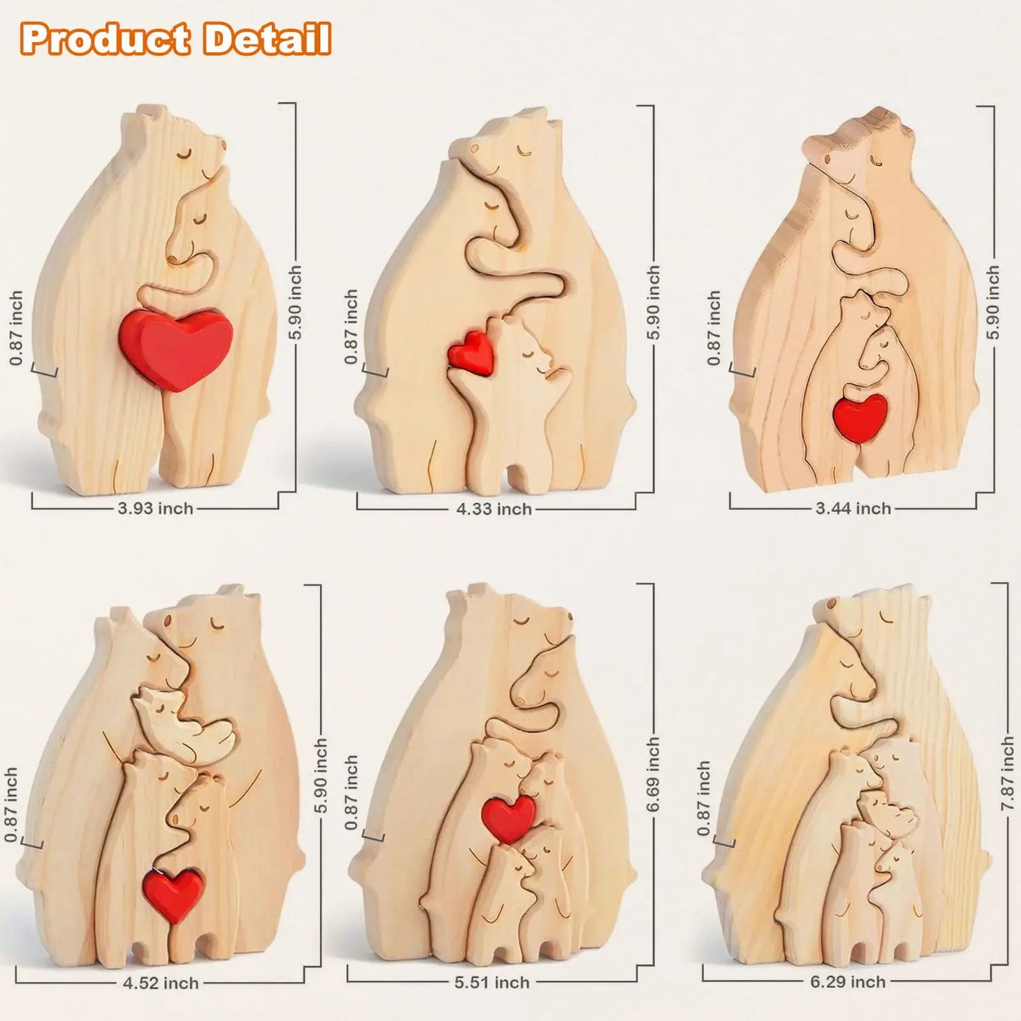 NONE Bear Family Wooden Puzzle With Free Name Engraving