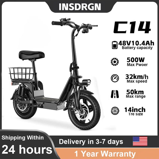 INSDRGNC14 Foldable Adult Electric Bicycle With Seat