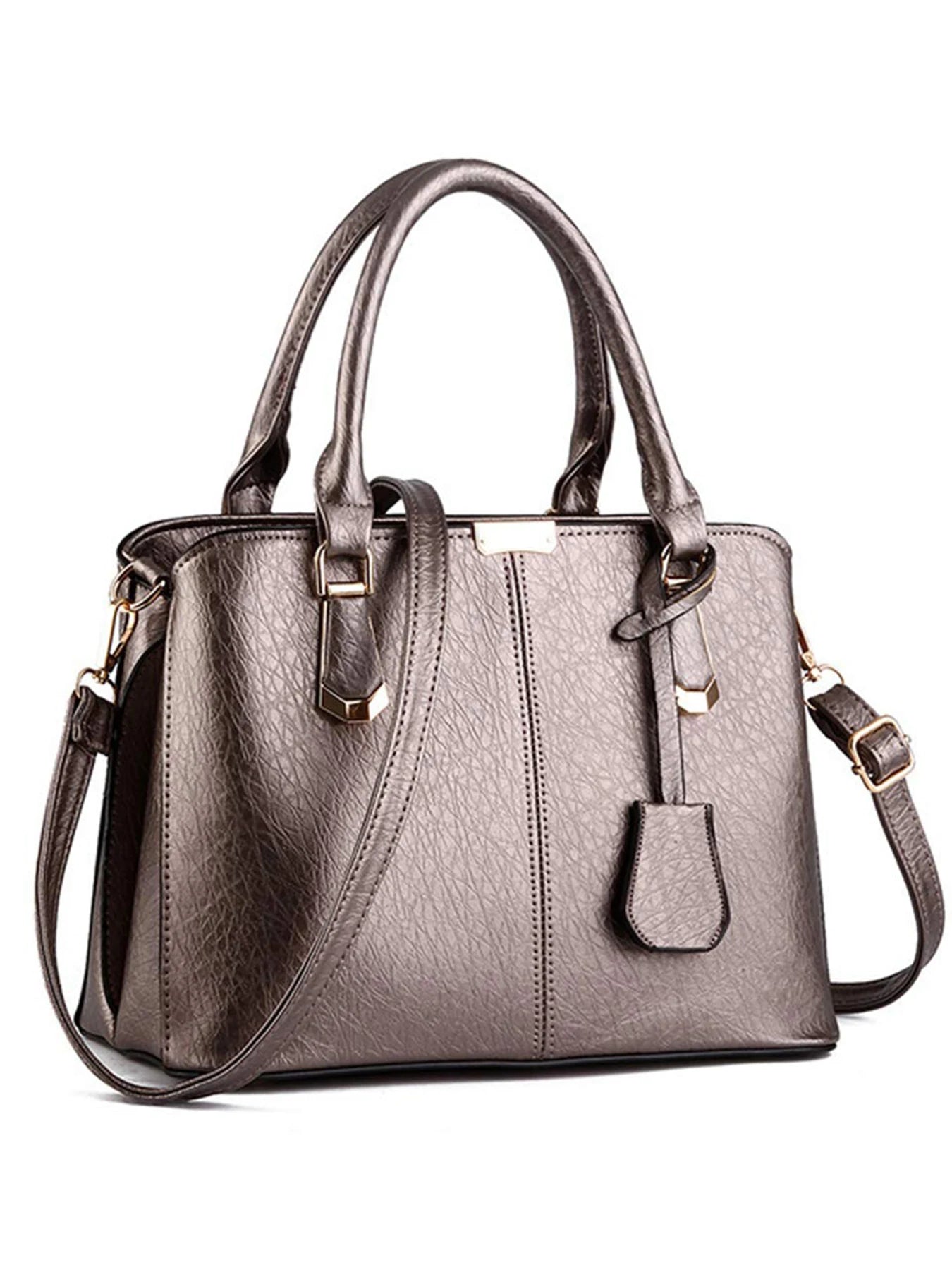 Women PU Leather Handbag Satchel Tote With Adjustable Handle