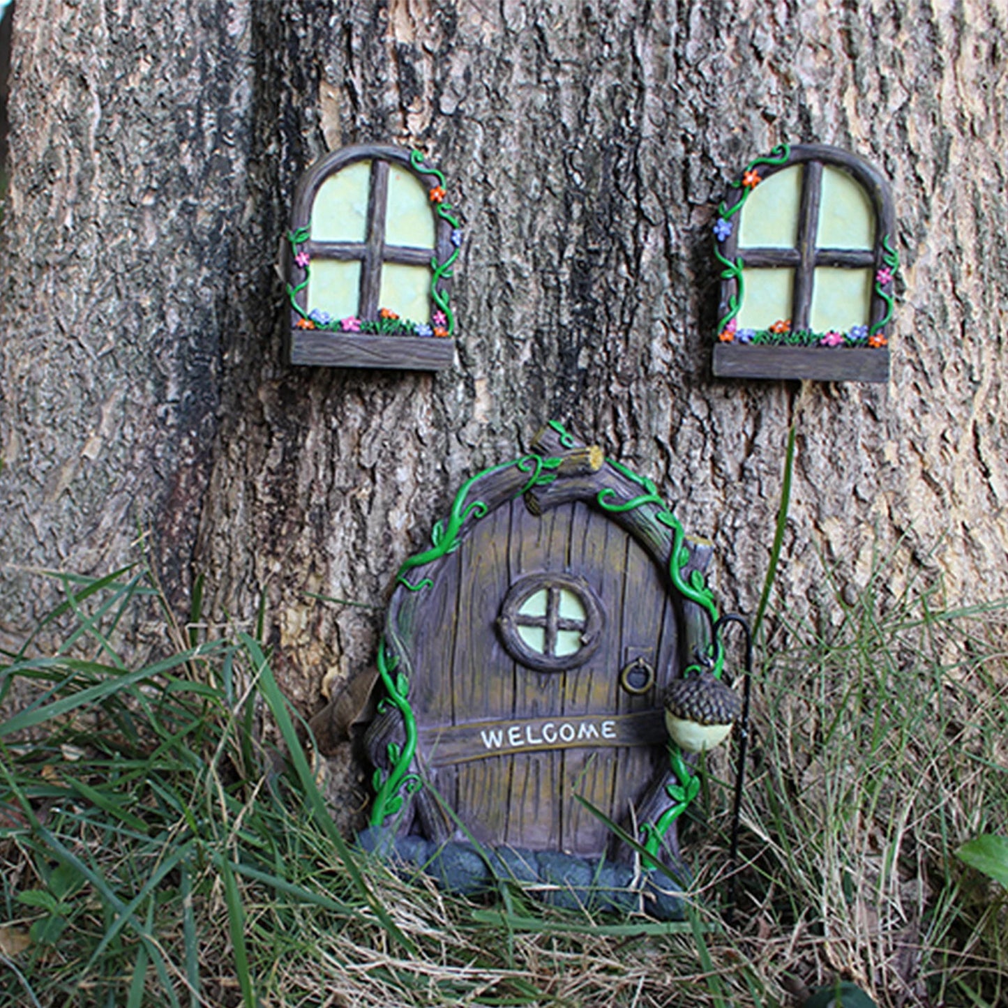 Shunmaii Fairy Garden Door Window Statue Resin Elf