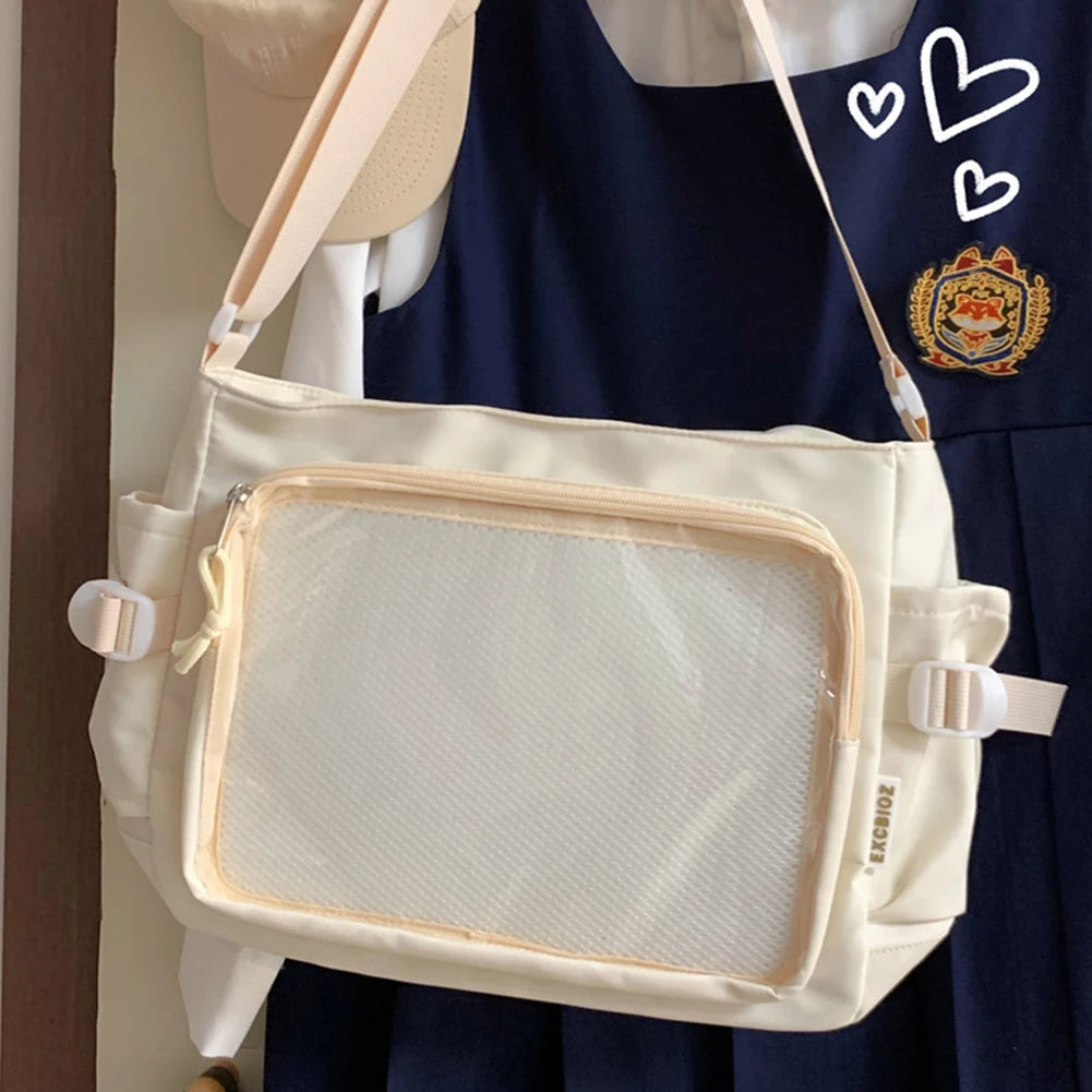 Women Ita Bag Japanese Style Crossbody Tote With Clear Window