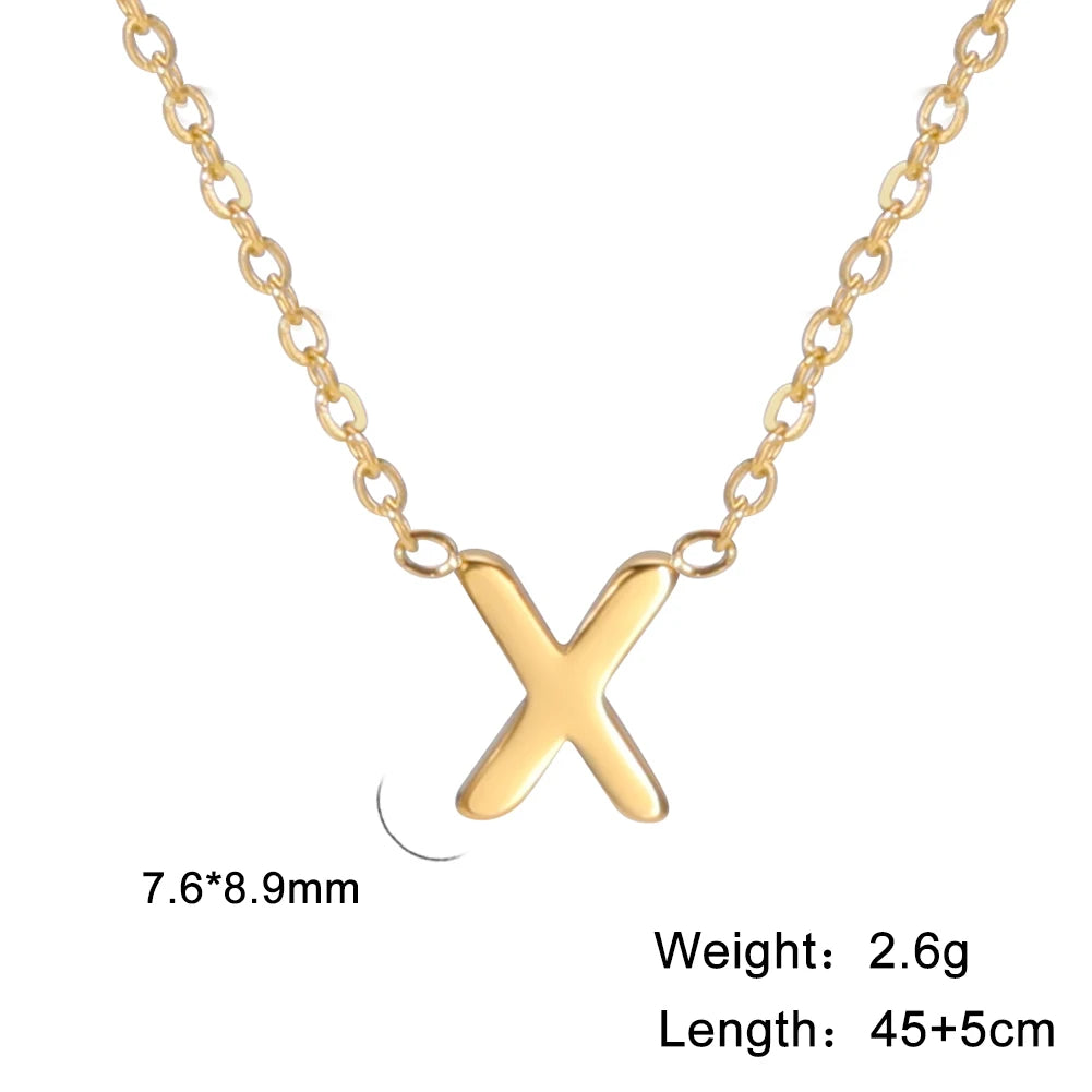 Cazador Minimalist Initial A Z Letter Necklace For Women Steel