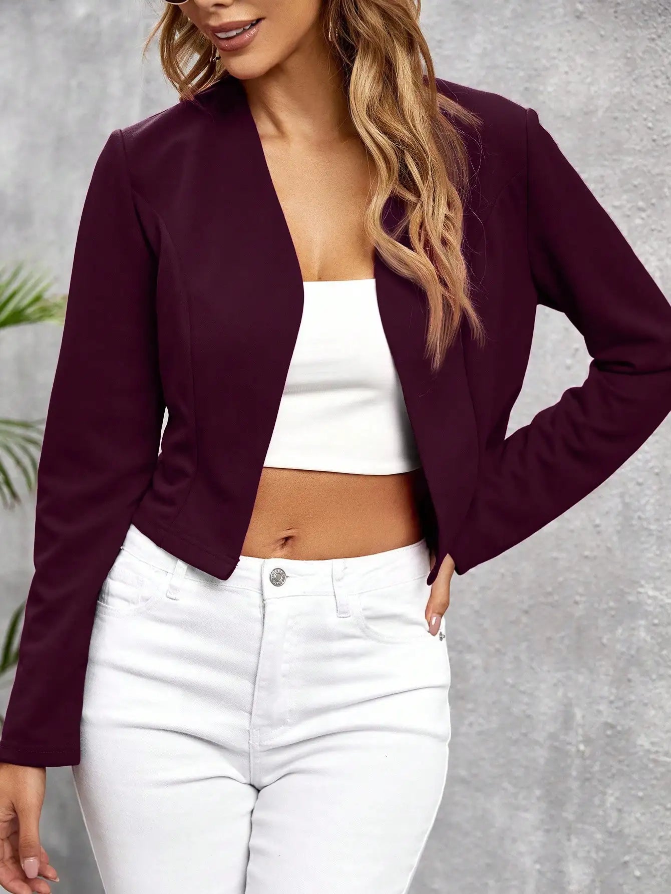 Black Cropped Blazer Jacket for Women, Casual Office Wear, Fall Style