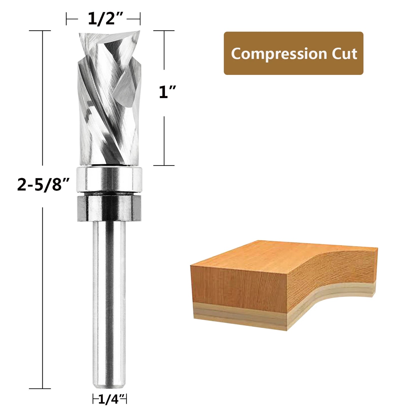 SpeTool Bearing Compression Spiral Flush Trim Router Bit