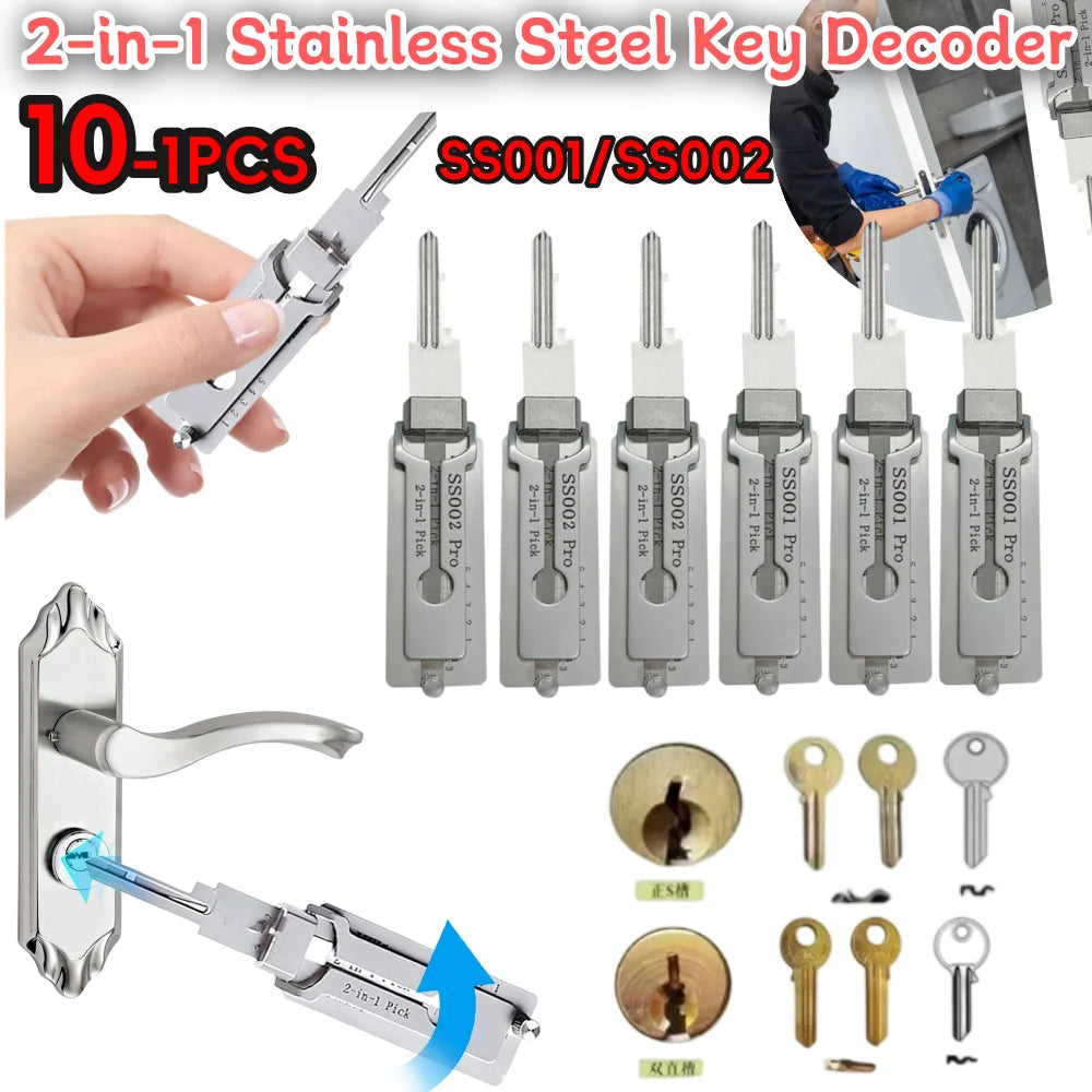 Stainless Steel 2in1 Key Decoder and Precision Hook Tool