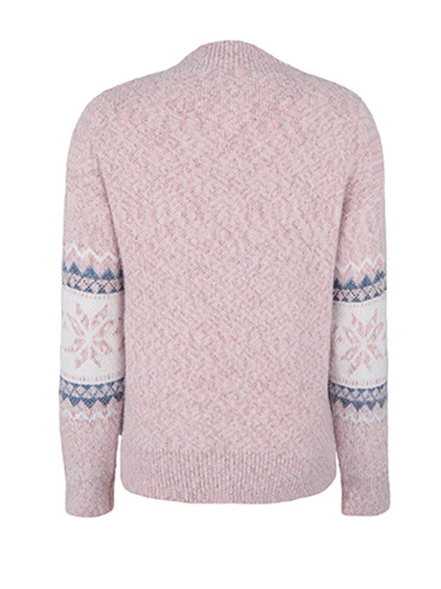 Hirigin Women's Loose Christmas Sweater Cartoon Snowflake Print